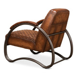 Montmartre Accent Chair Carter Brown Leather-Accent Chairs-Sarreid-LOOMLAN