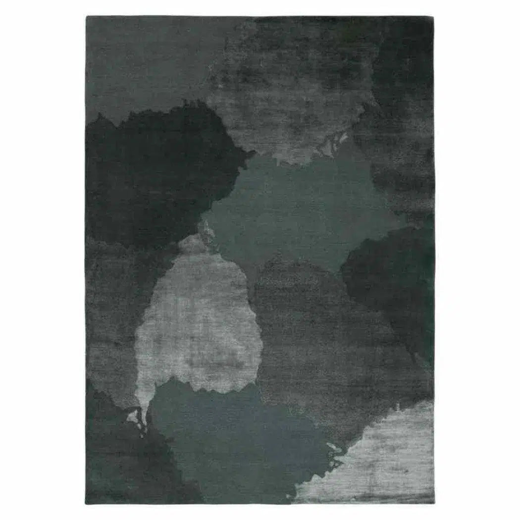 Monu Leaf Green Grey Handmade Wool Rug