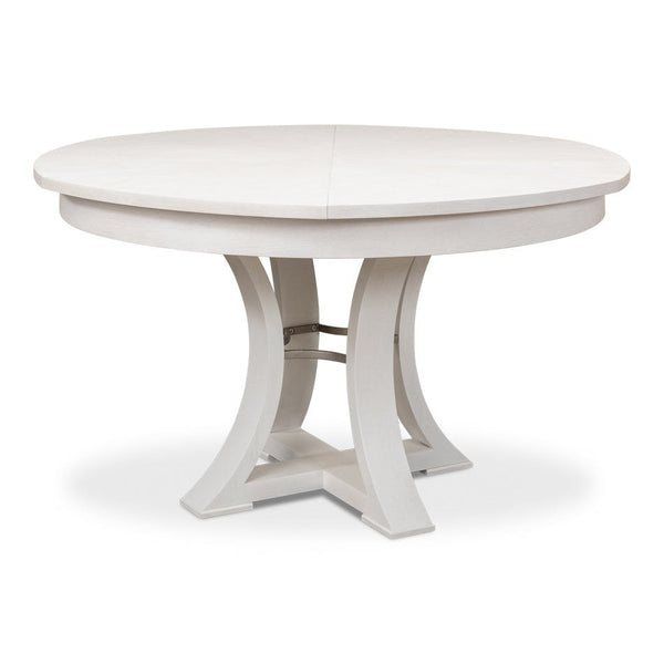 Monument Jupe Extendable Round Dining Table White-Dining Tables-Sarreid-LOOMLAN