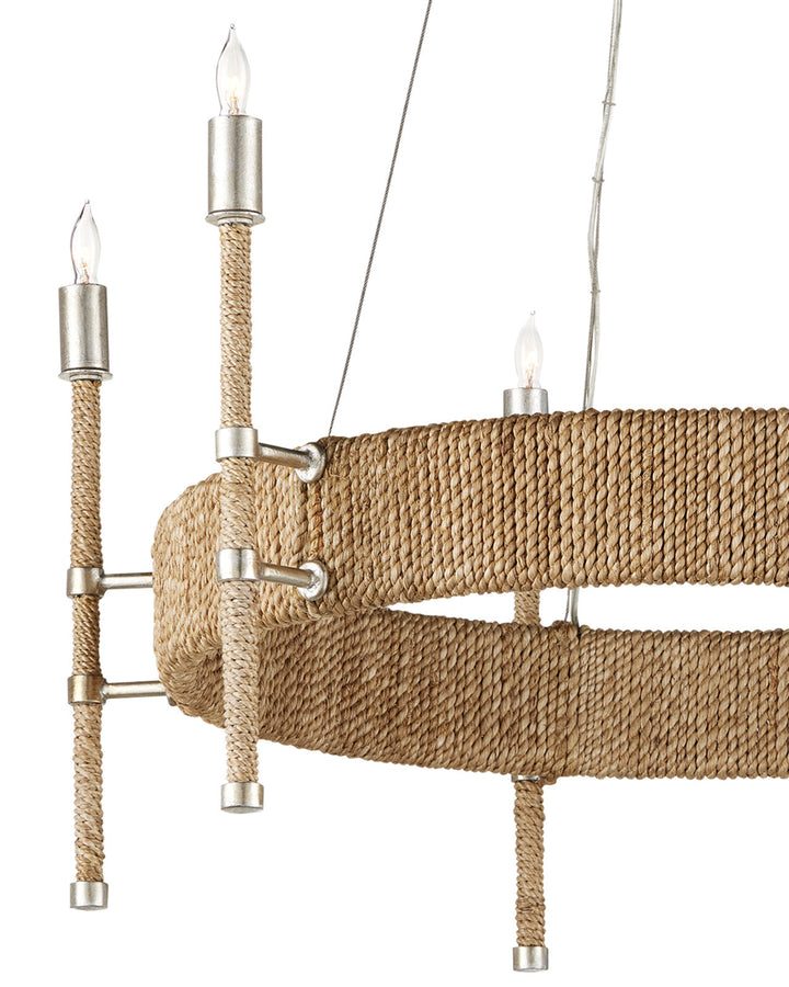 Get Monzie Abaca Rope Warp Chandelier With Silver Finish – LOOMLAN
