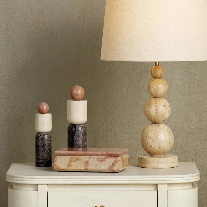 Moreno Marble Objects Set of 2 - LOOMLAN - Currey & Co - Statues & Sculptures