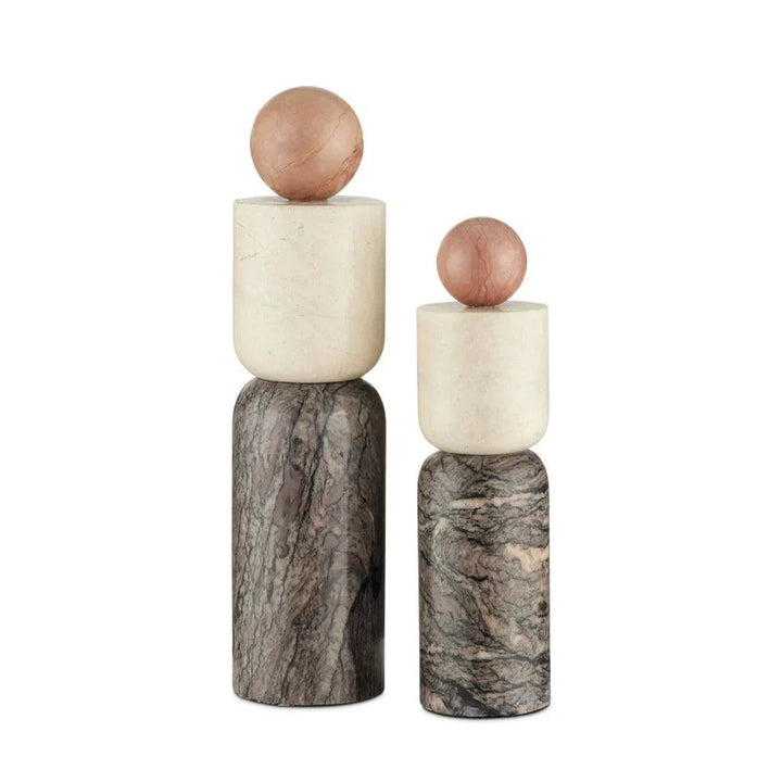 Moreno Marble Objects Set of 2 - LOOMLAN - Currey & Co - Statues & Sculptures