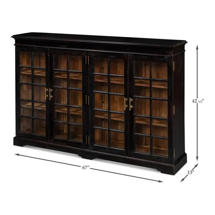 67-Inch Walnut Sideboard with Glass Doors | LOOMLAN