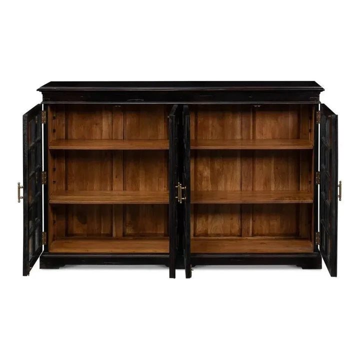 67-Inch Walnut Sideboard with Glass Doors | LOOMLAN