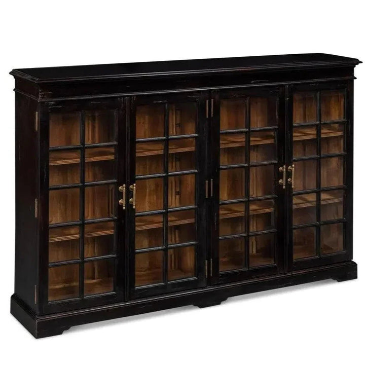 67-Inch Walnut Sideboard with Glass Doors | LOOMLAN