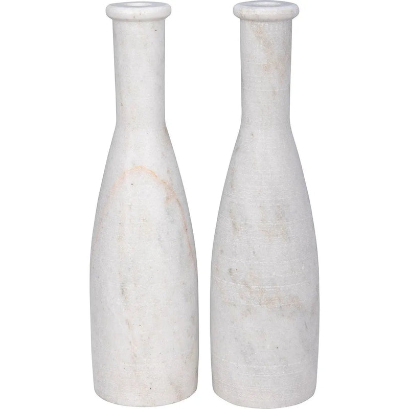 Moris Decorative Marble White Candle Holder 2PC