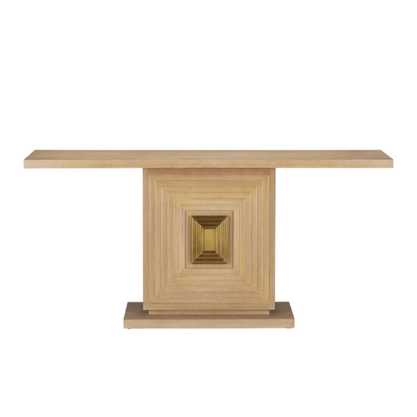 Morombe Brass Accent Washed Oak Console Table