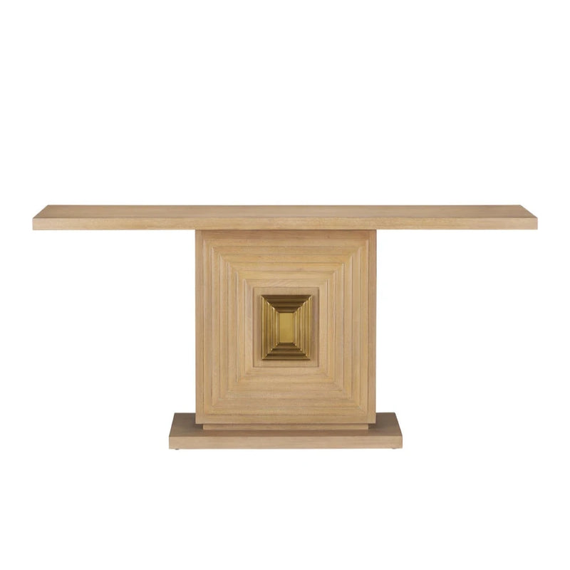 Morombe Brass Accent Washed Oak Console Table