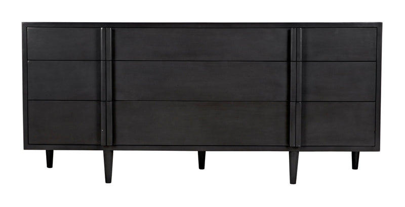 Morten Wood Black Dresser With 9 Drawers-Dressers-Noir-LOOMLAN