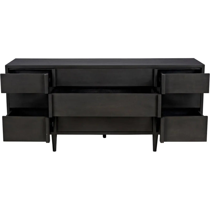 Morten Wood Black Dresser With 9 Drawers