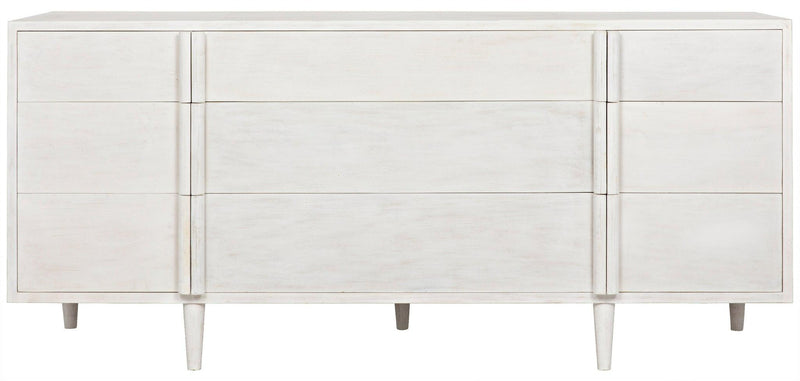 Morten Wood White Dresser With 9 Drawers-Dressers-Noir-LOOMLAN