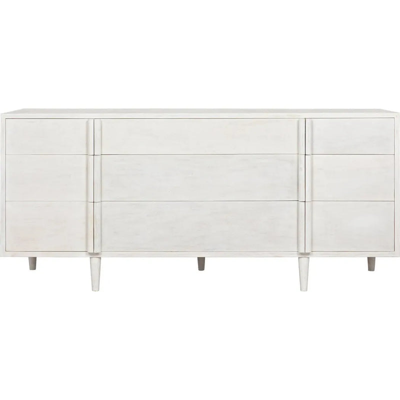 Morten Wood White Dresser With 9 Drawers