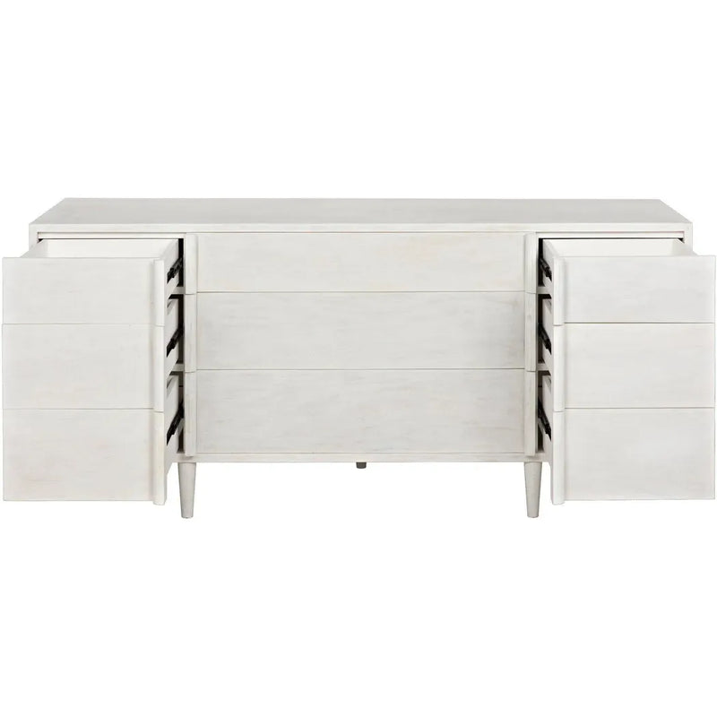 Morten Wood White Dresser With 9 Drawers