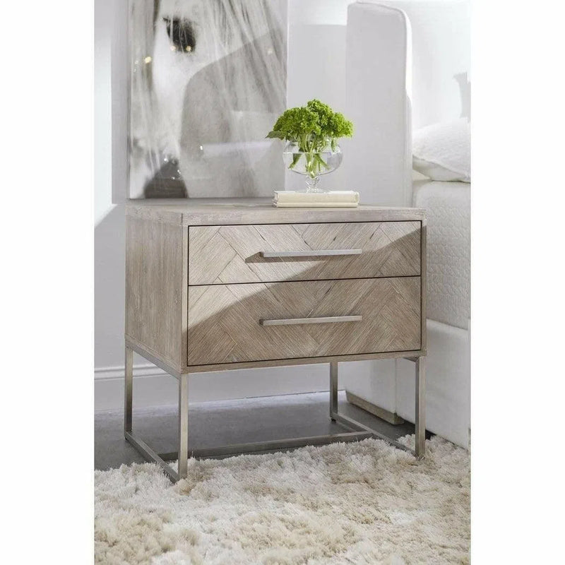 Mosaic 30 Inch Nightstand Light Brown Metal and Wood Nightstands LOOMLAN By Essentials For Living