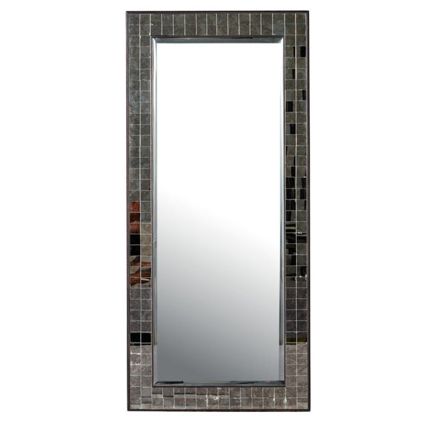 Mosaico Wood Frame Rectangular Floor Mirror-Floor Mirrors-Currey & Co-LOOMLAN