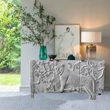 Mother Nature 60" White Sideboard Hand Carved Tiger Front Doors Sideboards LOOMLAN By LOOMLAN