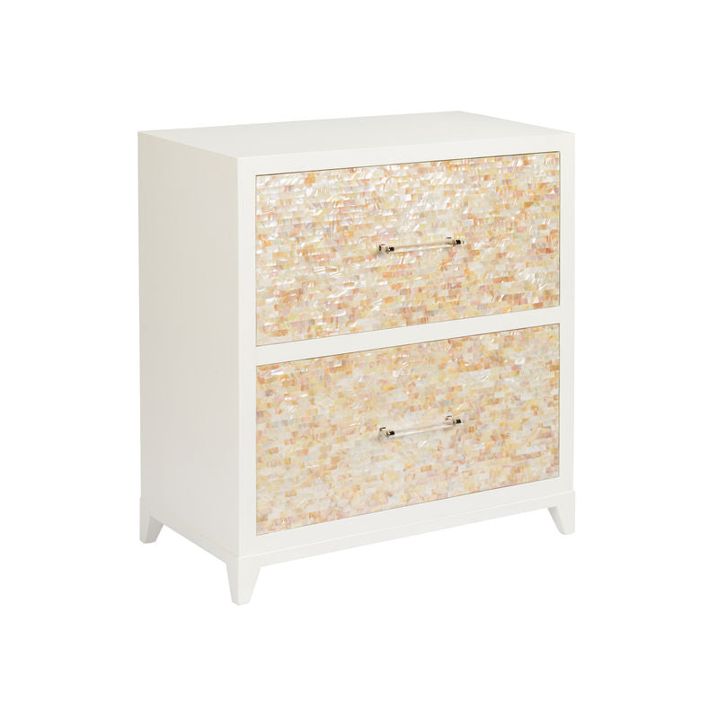 Mother Of Pearl Covered White Chest-Chests-Chelsea House-LOOMLAN