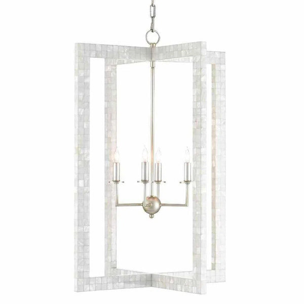 Mother of Pearl Silver Leaf Arietta Chandelier Chandeliers LOOMLAN By Currey & Co