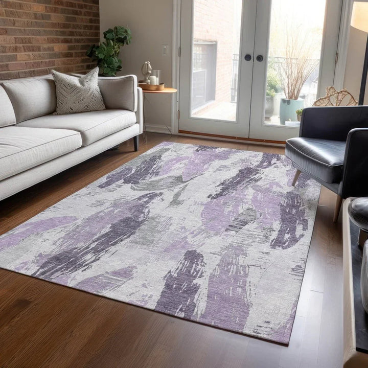 Motyfa Purple Washable Indoor - Outdoor Rug - LOOMLAN - LOOMLAN Rugs - Outdoor Rugs