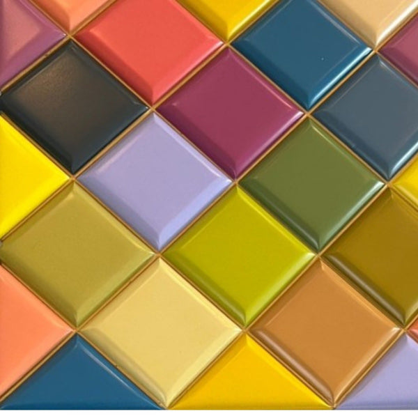 Multicolor Bright Rainbow Diamond Wood Sideboard for Dining Room-Sideboards-Victor Betancourt-LOOMLAN