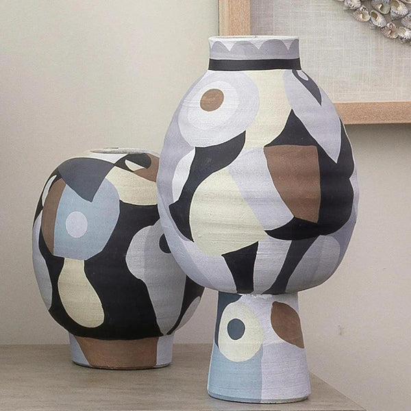 Multicolor Grey Tone Pablo Medium Vase Vases & Jars LOOMLAN By Jamie Young