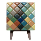 Multicolor Opaque Rainbow Diamond Wood Sideboard for Dining Room-Sideboards-Victor Betancourt-LOOMLAN