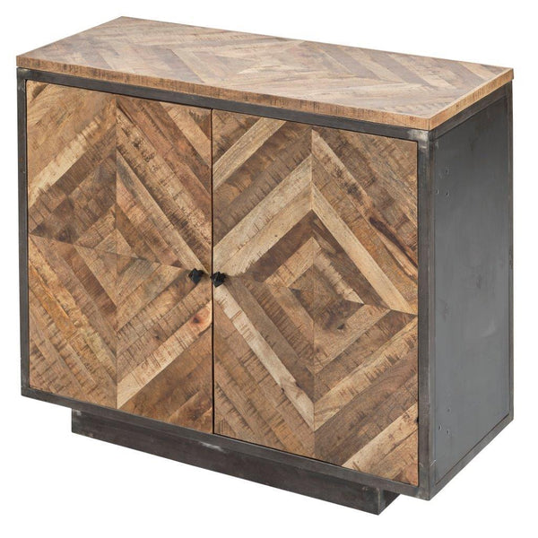 Munro 2 Door Accent Cabinet Reclaimed Wood Metal Frame-Accent Cabinets-LOOMLAN-LOOMLAN