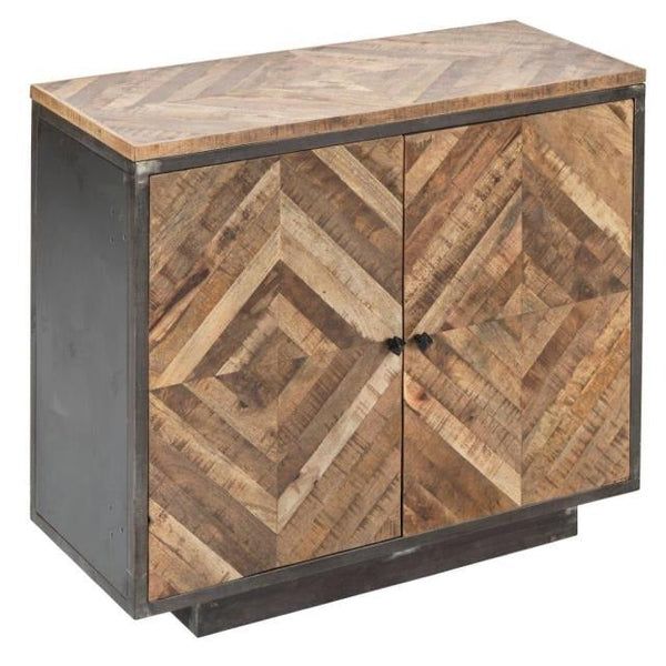 Munro 2 Door Accent Cabinet Reclaimed Wood Metal Frame-Accent Cabinets-LOOMLAN-LOOMLAN