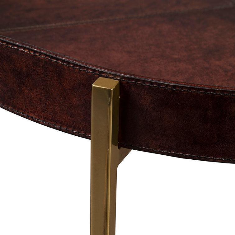 Murphy Round Table Murphy Leather Round Tray Table - LOOMLAN