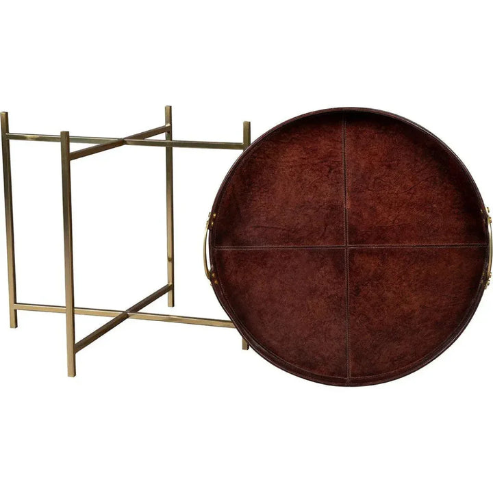 Murphy Round Table Murphy Leather Round Tray Table - LOOMLAN