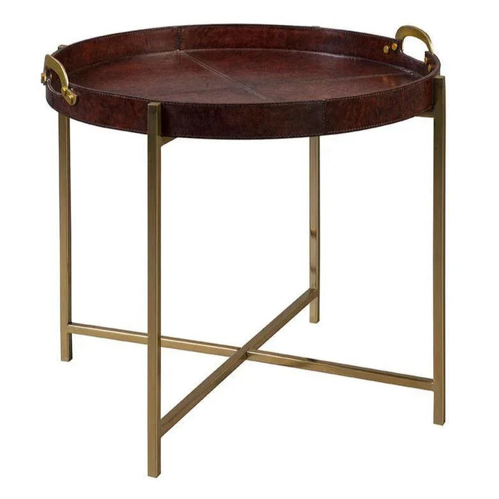 Murphy Leather Round Tray Table - LOOMLAN - Furniture Classics - Side Tables