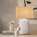 Musing White Composite And Wood Table Lamp-Table Lamps-Currey & Co-LOOMLAN