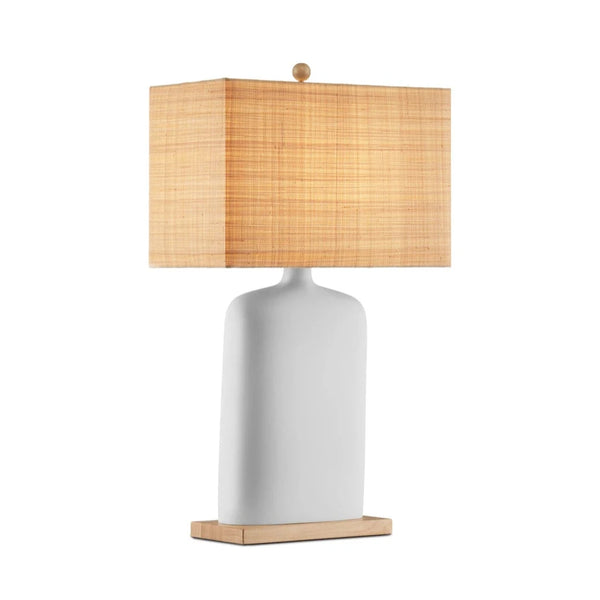 Musing White Composite And Wood Table Lamp-Table Lamps-Currey & Co-LOOMLAN