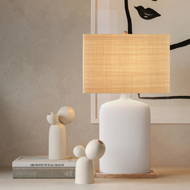 Musing White Composite And Wood Table Lamp