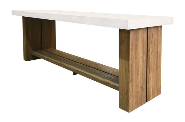 Mykonos Teak and Concrete Bar Table - Ebony White Outdoor Bar Table-Outdoor Side Tables-Seasonal Living-LOOMLAN