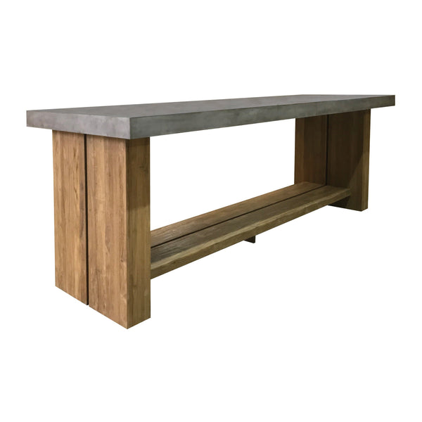 Mykonos Teak and Concrete Bar Table - Slate Grey Outdoor Bar Table-Outdoor Side Tables-Seasonal Living-LOOMLAN