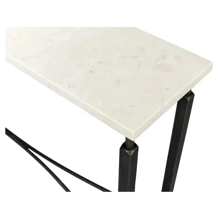 Mykos Console Table White Marble Top Slim - LOOMLAN - Sarreid - Console Tables