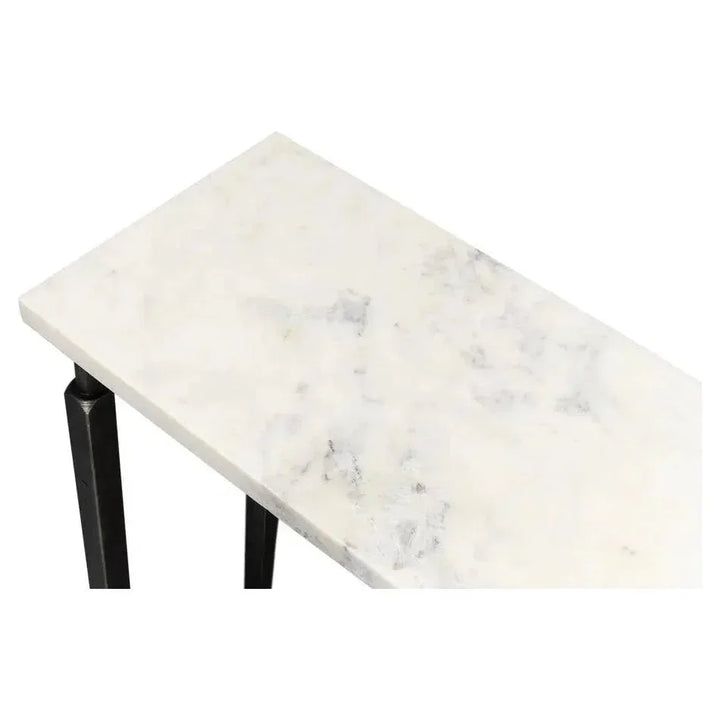 Mykos Console Table White Marble Top Slim - LOOMLAN - Sarreid - Console Tables