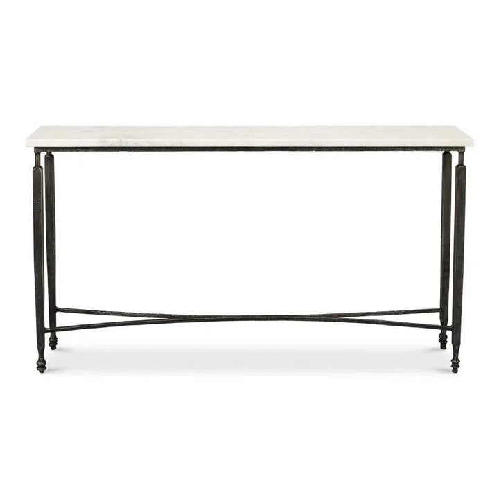 Mykos Console Table White Marble Top Slim - LOOMLAN - Sarreid - Console Tables