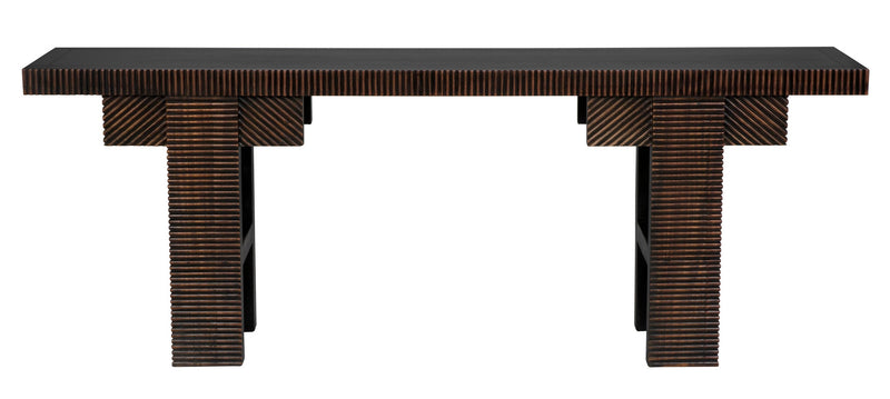 Nabu Console, Hand Rubbed Black with Light Brown Trim-Console Tables-Noir-LOOMLAN