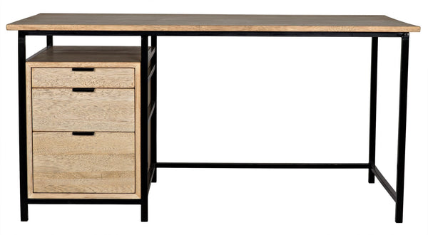 Nabucco Wood and Steel Brown Desk-Home Office Desks-Noir-LOOMLAN