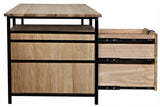 Nabucco Wood and Steel Brown Desk-Home Office Desks-Noir-LOOMLAN