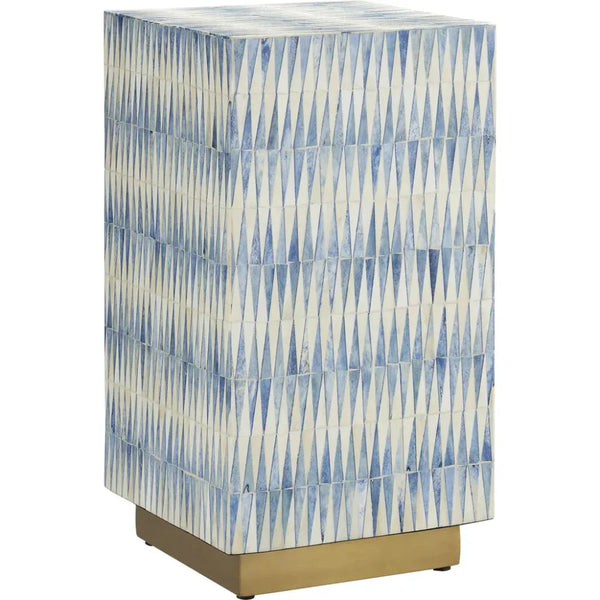 Nadene Blue & White Accent Table - LOOMLAN - Currey & Co - Side Tables