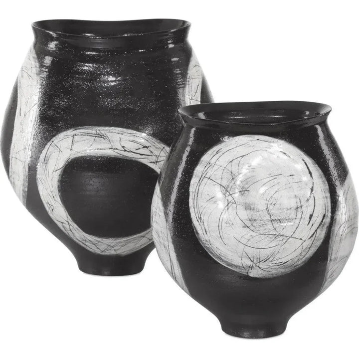 Nakamura Porcelain Black Vase - LOOMLAN - Currey & Co - Vases & Jars