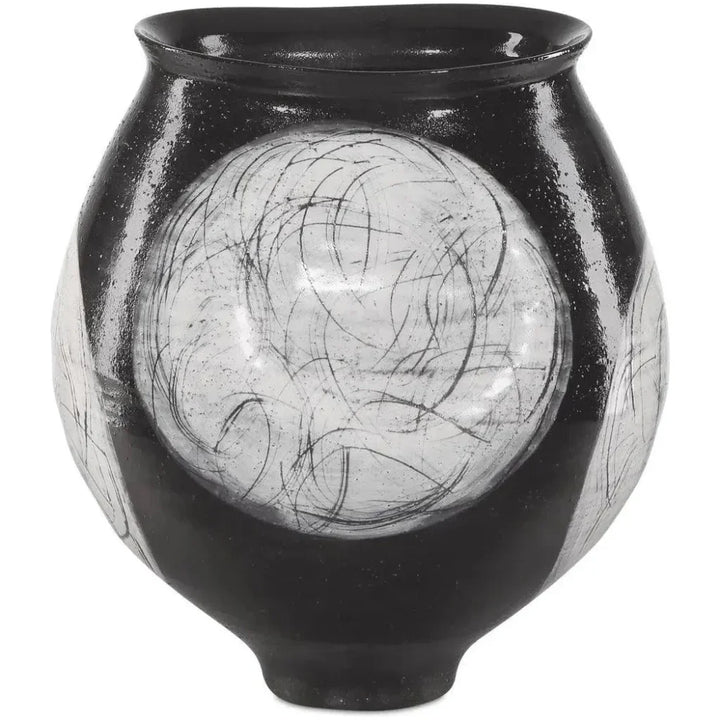 Nakamura Porcelain Black Vase - LOOMLAN - Currey & Co - Vases & Jars