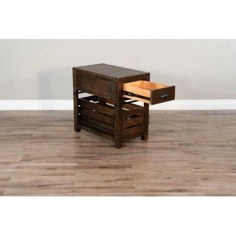 Narrow Rectangular Wood Chair Side Table