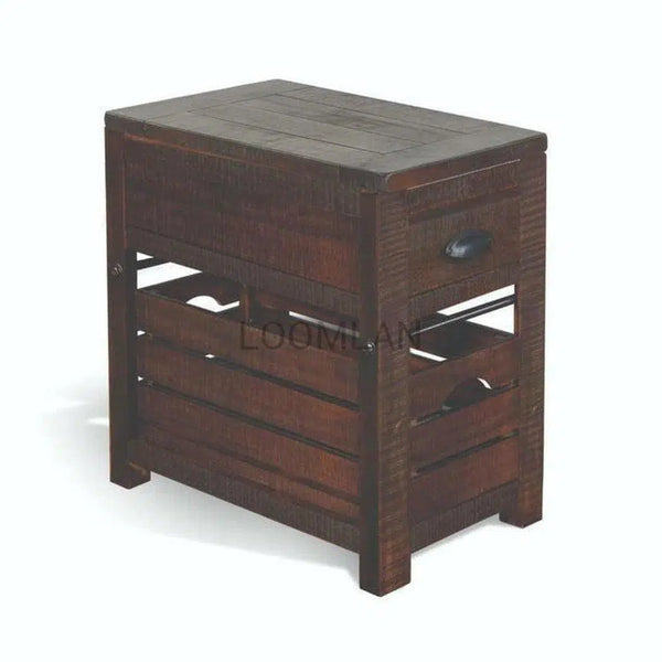 Narrow Rectangular Wood Chair Side Table