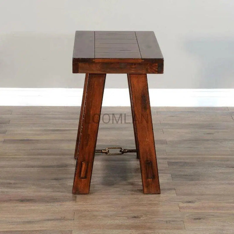 Narrow Rectangular Wood End Side Table