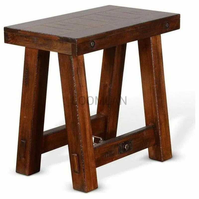 Narrow Rectangular Wood End Side Table