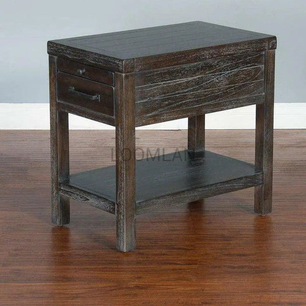 Narrow Rectangular Wood End Table 1 Drawer